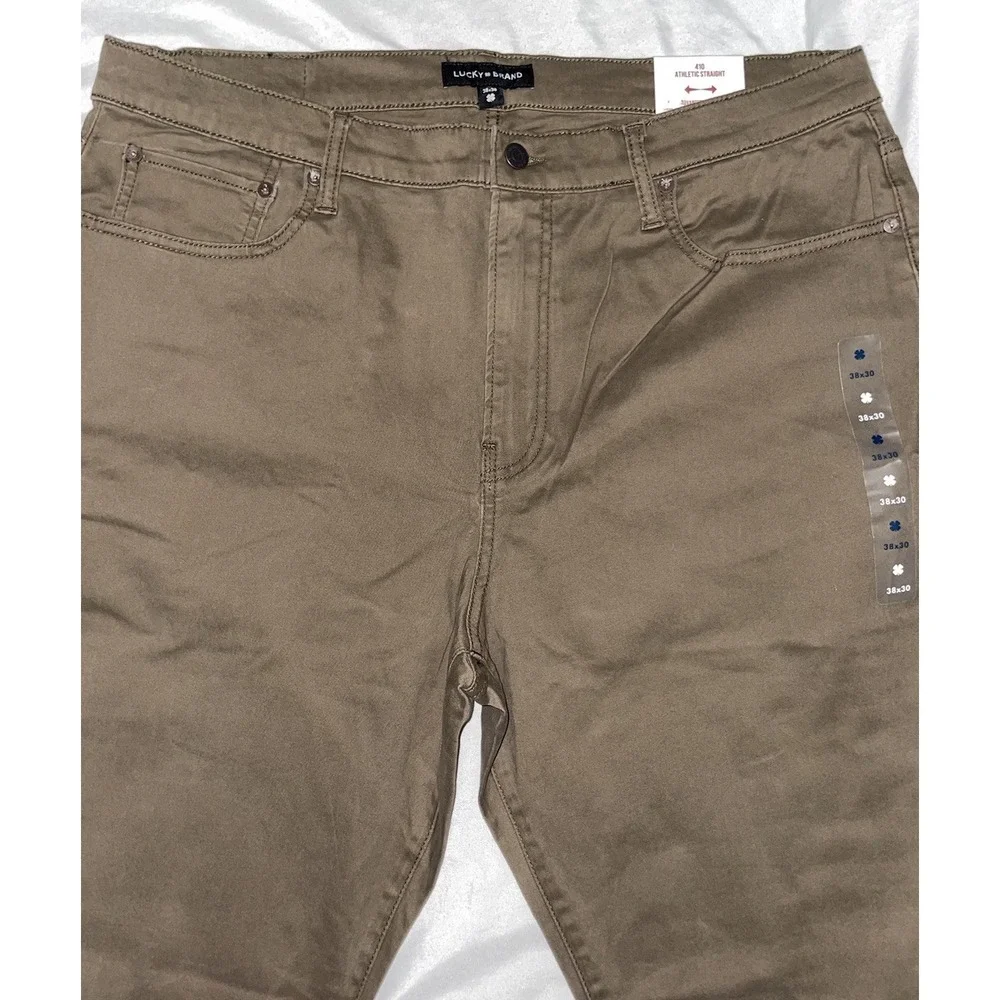 Lucky Brand 410 Athletic Straight Pants Mens Brown Advanced Stretch Chino 38X30